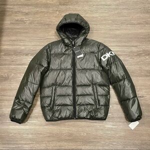 DKNY Men's Dark Olive Puffer Jacket sz M